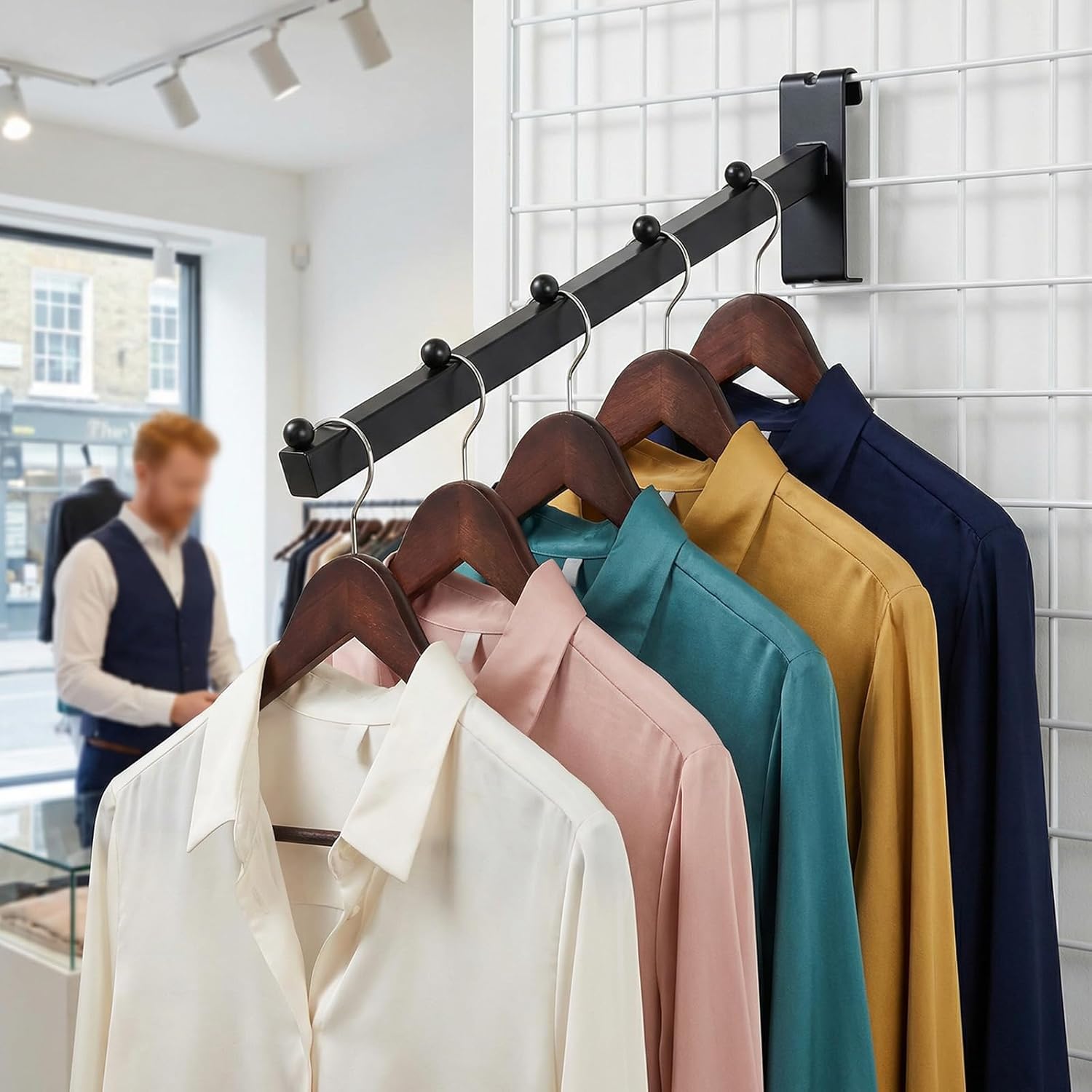 12 Pack Gridwall Waterfall Hooks, 5 Balls 12 Inch Black Gridwall Hooks Hanger Square Tube Waterfall Hook for Slat Wall, Wire Grid, GridWall Accessories