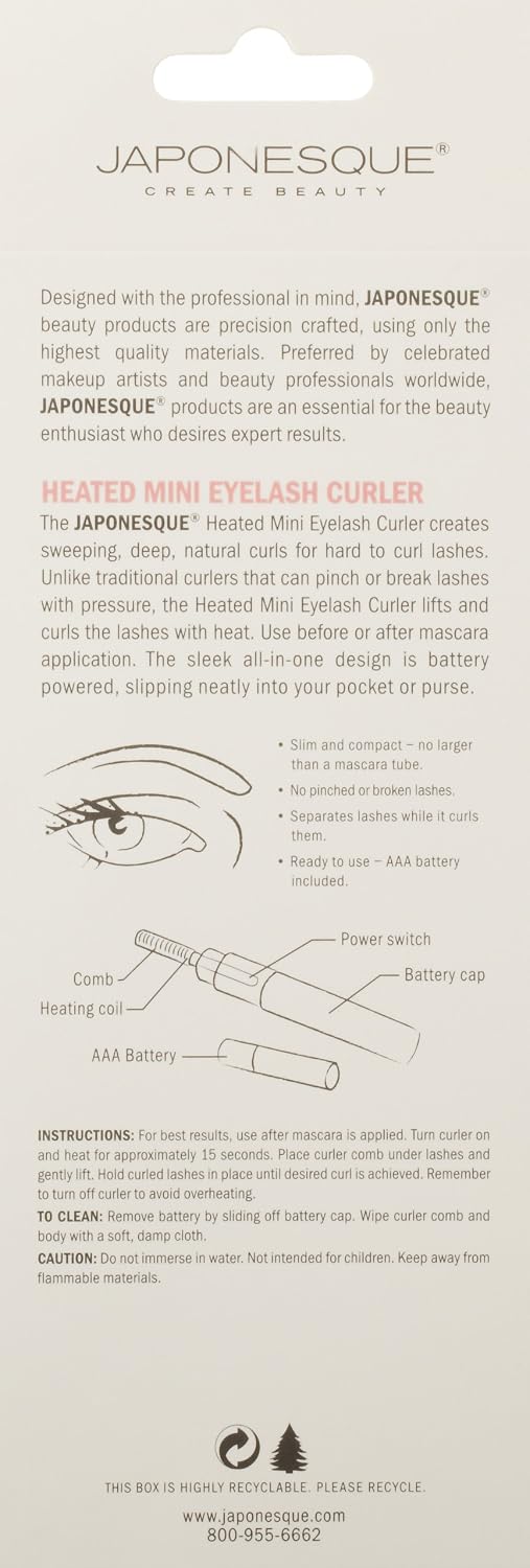 JAPONESQUE Heated Mini Eyelash Curler, Black