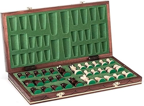 Miniatura 7 de GAENZA Nuevo juego de ajedrez profesional, juego de ajedrez de madera plegable con piezas de ajedrez y ranuras de almacenamiento, juegos de mesa