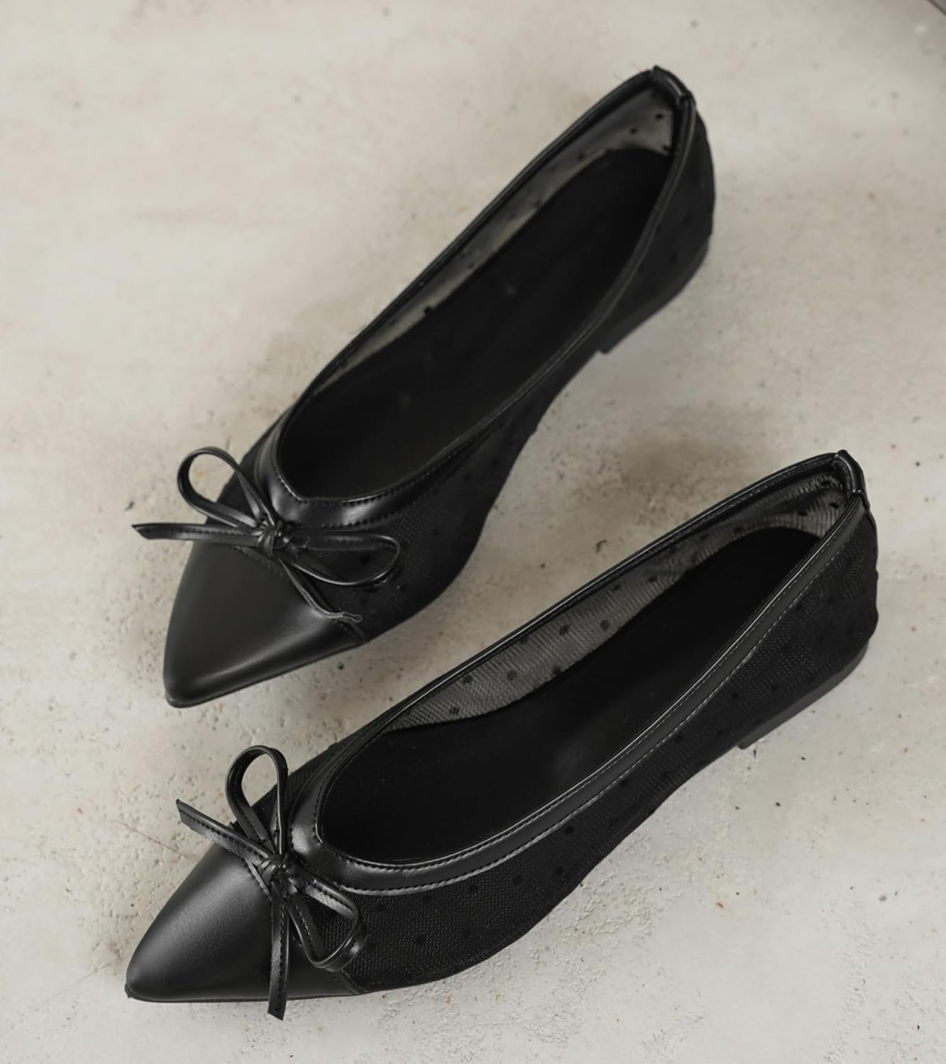 Women's Pointed Toe Ballet Flats with Bow Elegant Slip On Dressy Flats Comfortable Casual Shoes for Daily/Office