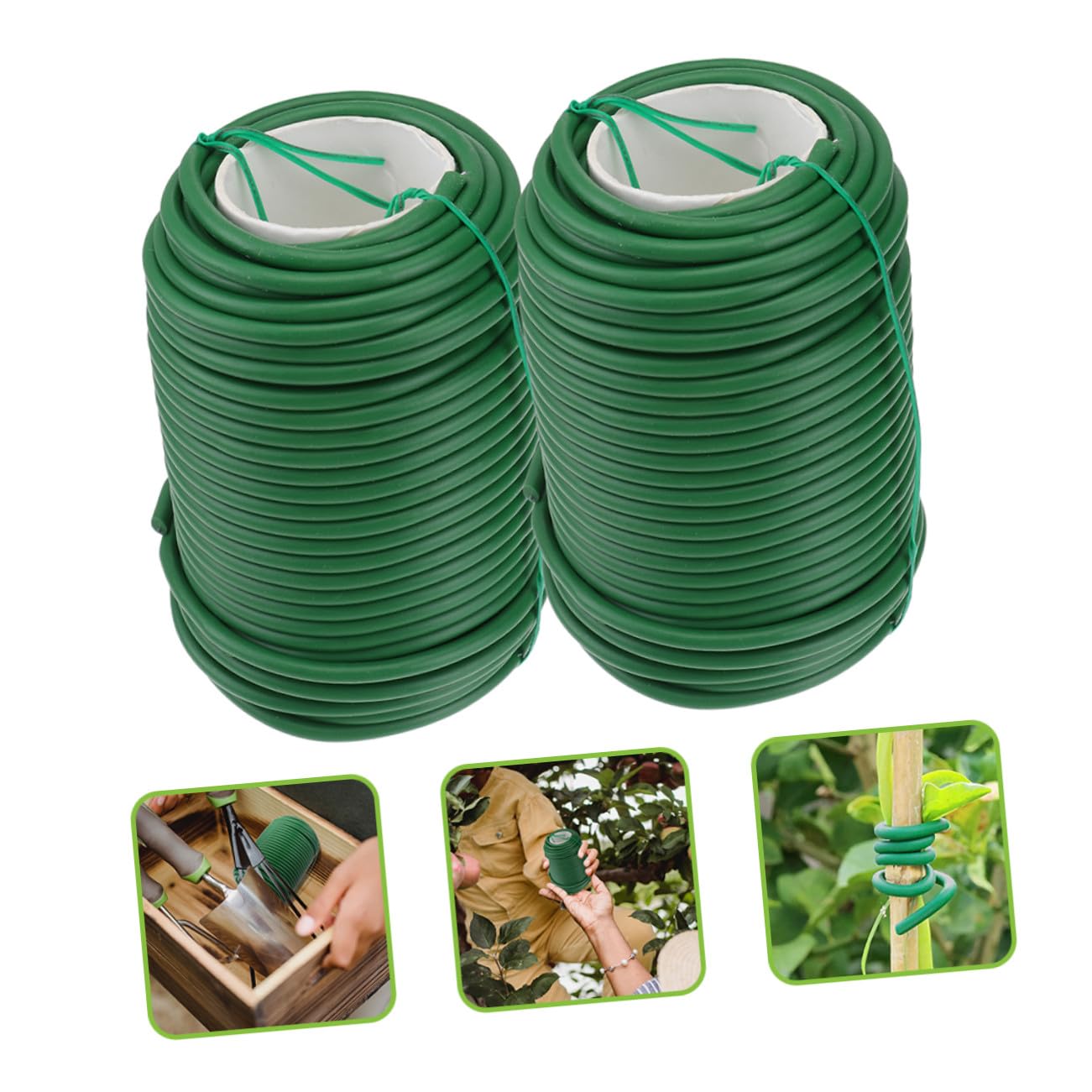 Attaches de Fixation pour Plantes de Jardin, 2 Rouleaux Tpr Fer Vert