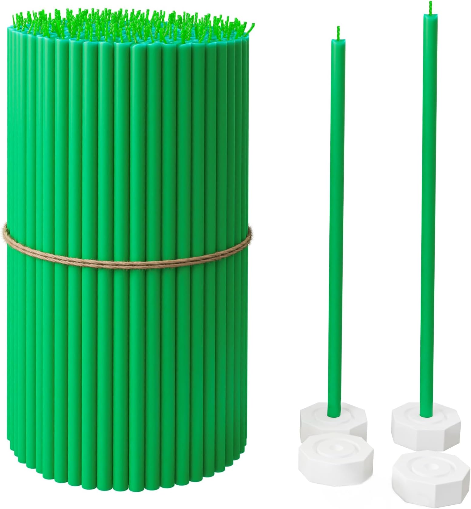 BlueBee Pure Beeswax Candles Bulk for Home - 100pcs Tall Thin Taper Candles + 4 Holders, Honey Scent, Smokeless, Long-Burn, All Natural for Church Prayer, Hanukkah, Birthday Cake, Christmas Advent