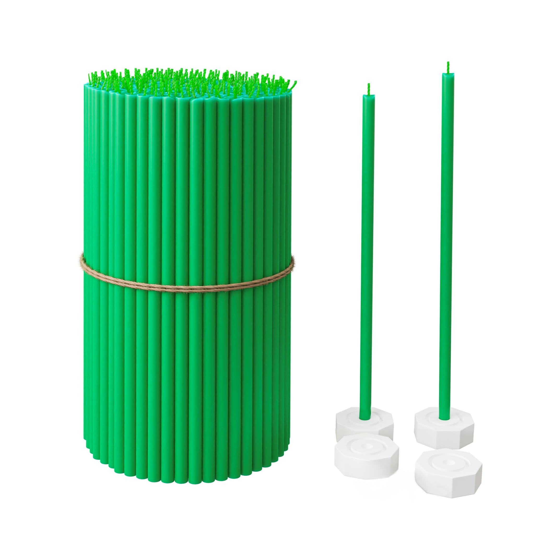 BlueBee Pure Beeswax Candles Bulk for Home - 100pcs Tall Thin Taper Candles + 4 Holders, Honey Scent, Smokeless, Long-Burn, All Natural for Church Prayer, Hanukkah, Birthday Cake, Christmas Advent