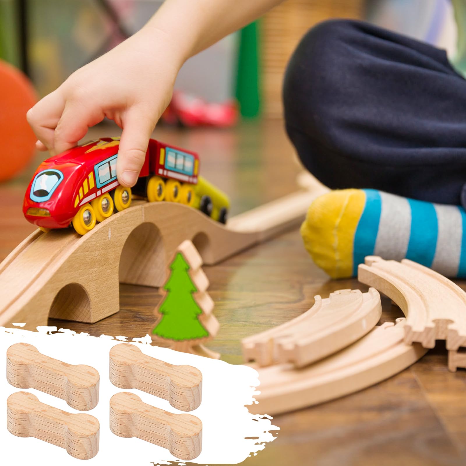 10 Conectores De Vía De Hueso De Perro De Madera Adaptador De Vía De Tren De Madera Piezas De Conector Juego De Tren De Juguete para Adolescentes para Hacer Vías De Juego de Conectores universales