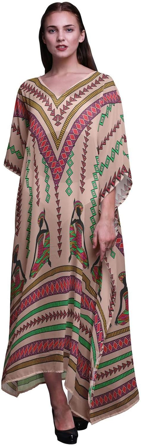 Phagun Tribal Africano Vestido Largo De Playa Bikini Mujer Beach Kaftan Vestido Largo-S-L