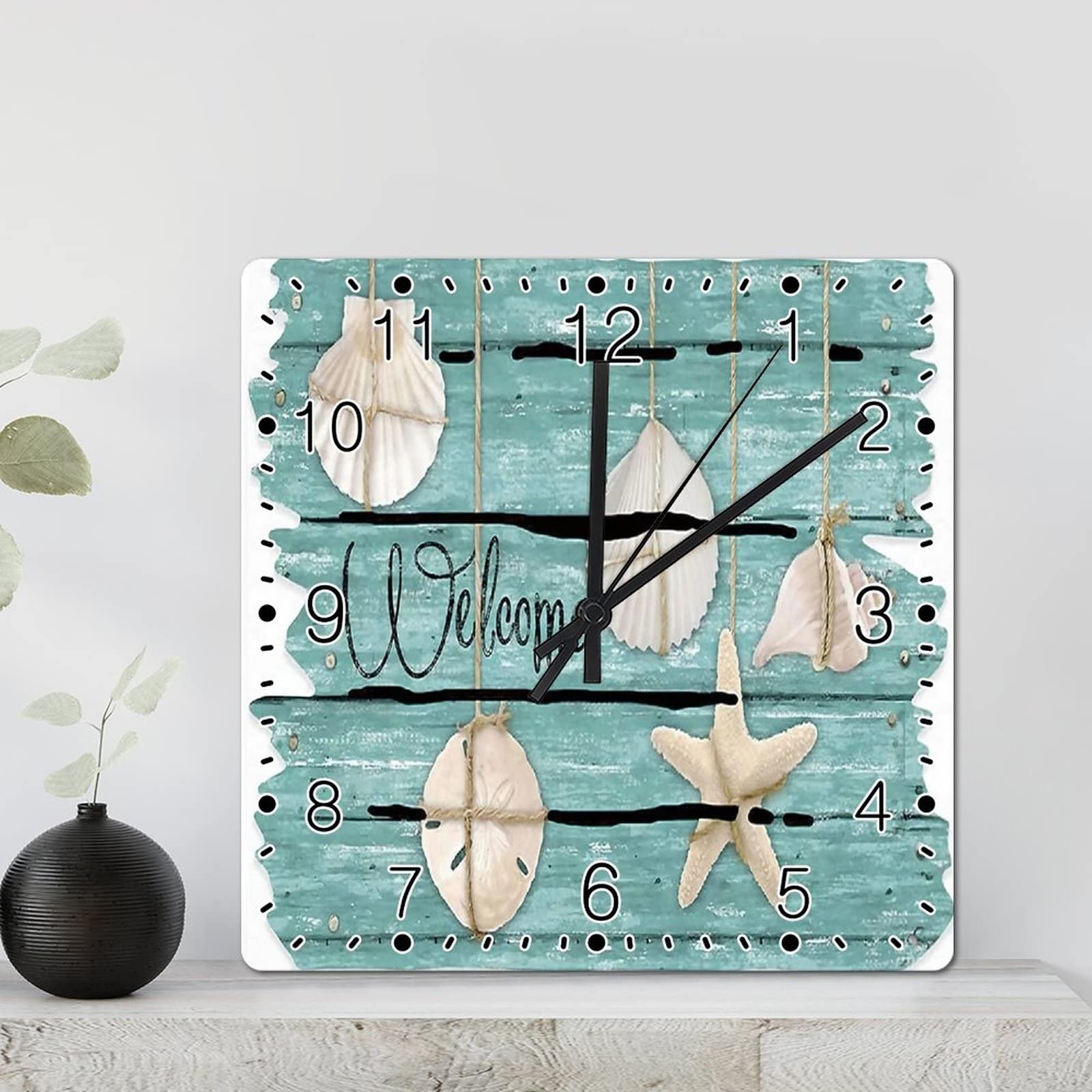 Horloge murale rustique conque silencieuse à piles pour une chambre apaisante