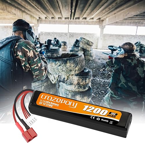 Miniatura 7 de Crazepony Batería Airsoft 11.1V 1200mAh recargable 3S LiPo 25C Hobby batería con T-Plug y conector JST XH para rifle modelo Airsoft
