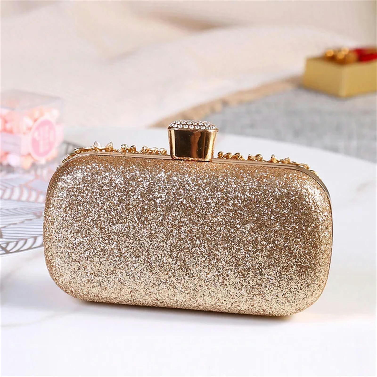 Pochette Donna da Borsa Borse da Sera Mini Hollow Dinner Bags Abito da Donna Clutch Bags Bridal Wedding Banquet Borse A Mano-Champagne
