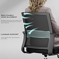 Vista 6 de SUKIDA Mesh Office Chair, Ergonomic Desk Chair with Upholstery, Executive Chair with Armrests, Task Chair Height-Adjustable Computer Chair, Black