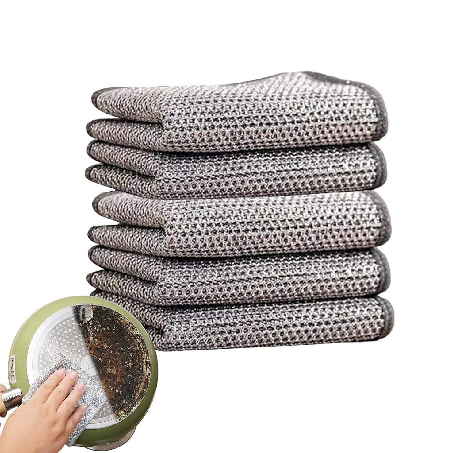 ALLWIN HOUSEWARE W Non-Scratch Wire Dishcloth Pack of 3 Multipurpose Wire Dishwashing Rags for Wet and Dry, Easy Rinsing, Reusable, Wire Cleaning Cloth for Kitchen, Sinks, Pots, Pans (3)