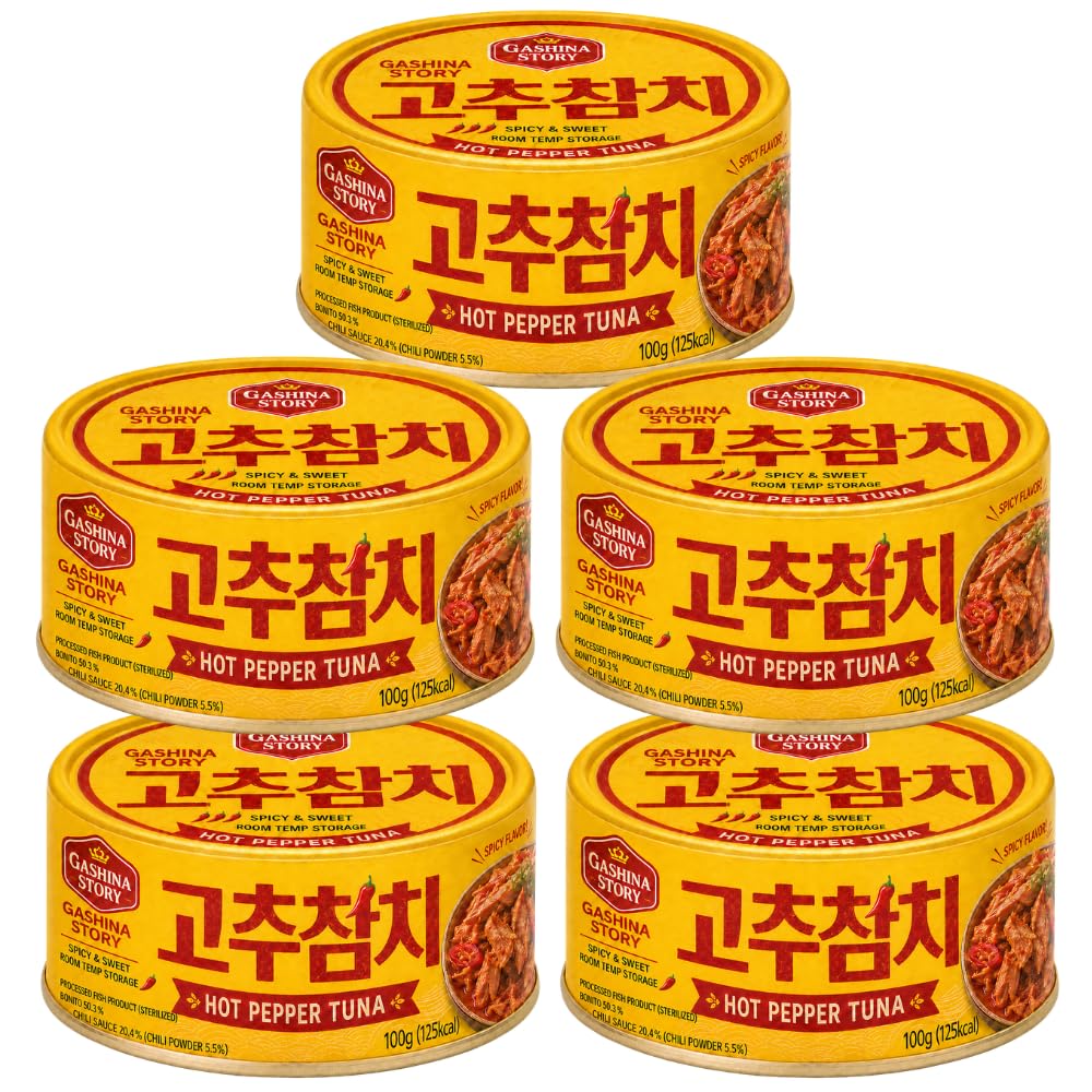 Korean Tuna Can With Hot Pepper Sauce, 3.5 Ounce(100g) x 5can - Korean Canned Tuna 고추참치