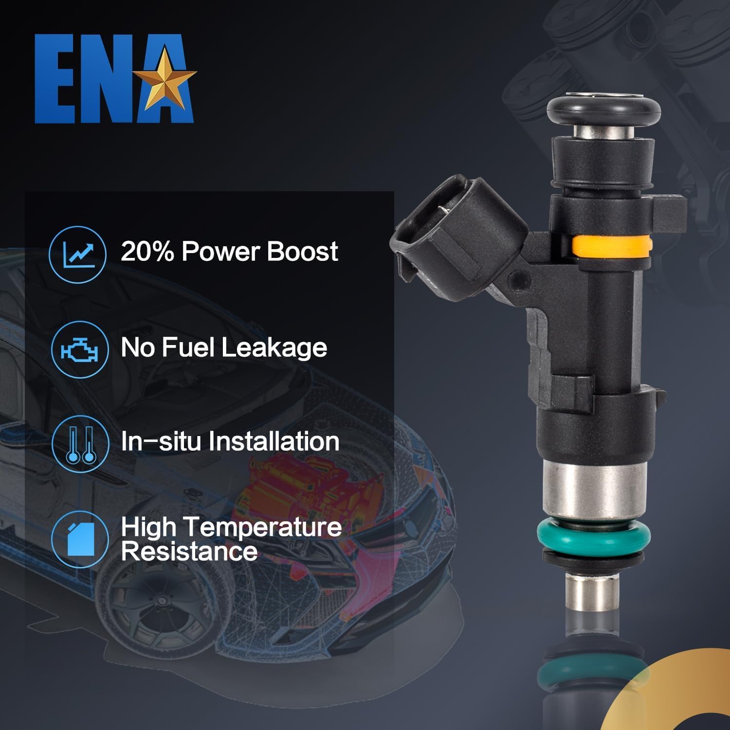 ENA 4 Holes Fuel Injectors Set of 6 Compatible with Nissan Infiniti Murano G35 350Z M35 FX35 V6 2004-2008 3.5L for FJ828 EV-14-ES 16600-CD700 16600-CD701 16600-CD70A 842-12327 0280158042