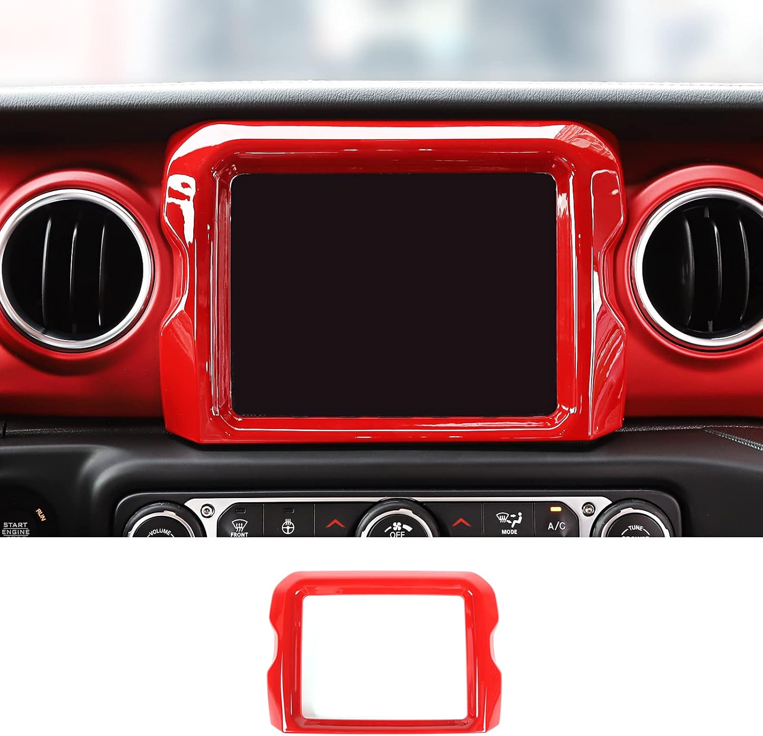 JeCar Interior Trim Kit Center Console 8.4in Navigation Panel Cover Interior Accessories Compatible with Jeep Wrangler 2018-2023 JL & 2020-2023 Gladiator JT, Red
