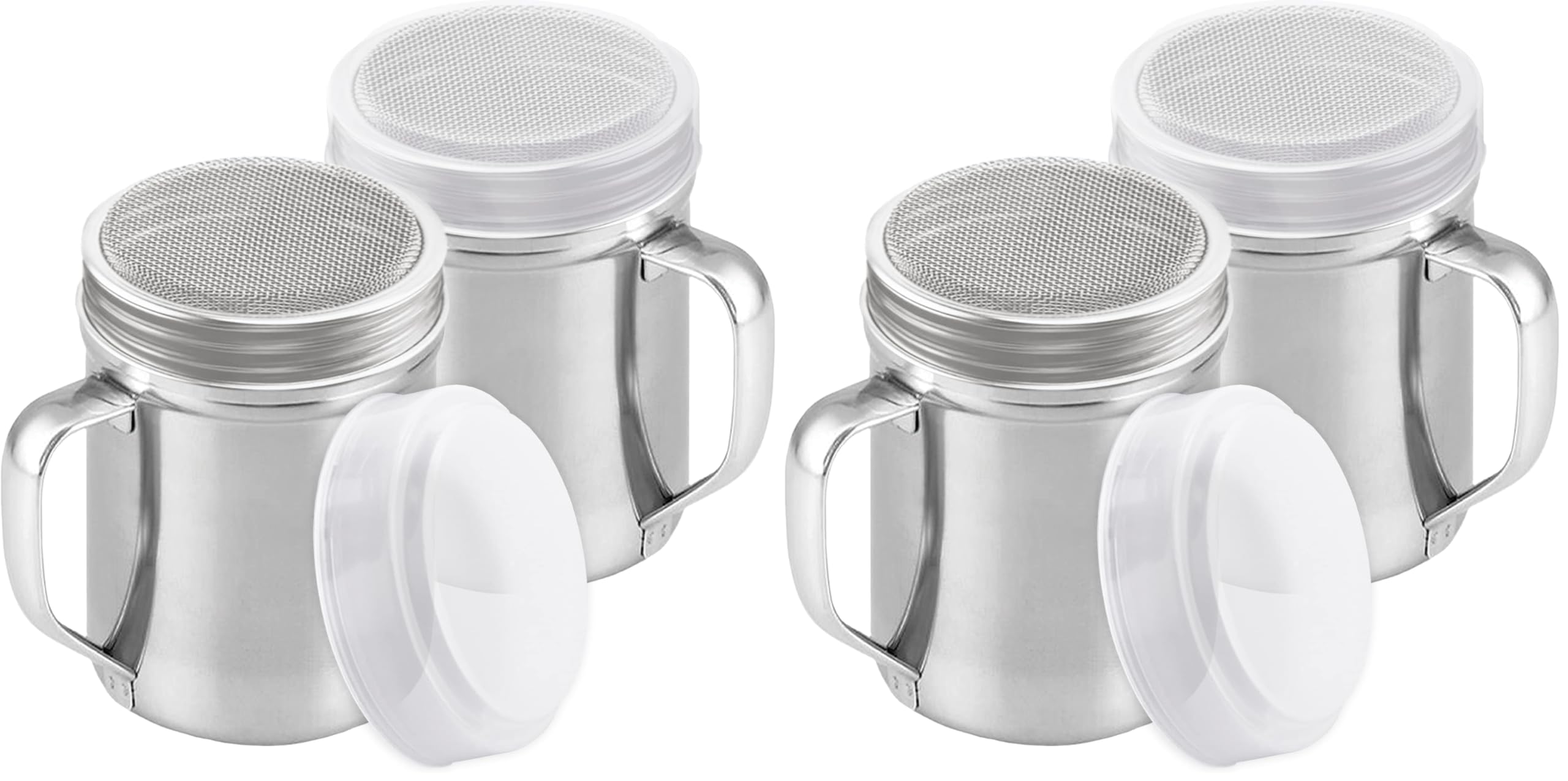CUSINIUM Powdered Sugar Shaker Duster - With Handle - Cinnamon Shaker For Coffee Bar - Fine Mesh Dredge - 6 ounce, pack of 4 | Style: Fine