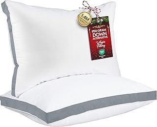 Utopia Bedding Bettkissen zum Schlafen Standardgröße (Grau) 2er Set Kühlende Hotelqualität Zwickelkissen für Rücken-, Bauch- oder Seitenschläfer