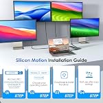 4 Station d'accueil des moniteurs, WAVLINK Adaptateur Quad Monitors pour M1/M2/M3/M4 macOS Systèmes, 140W PD dans, 4 HDMI, Quad 4K Produit SMI Chauffeur & Hôte USB3.2 Gen 2 Requis