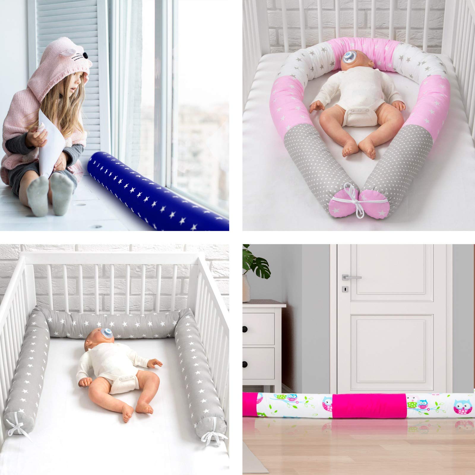 Bed Snake 210 cm Cot Bumper for Baby Cot Bed Bumper as Head Protection