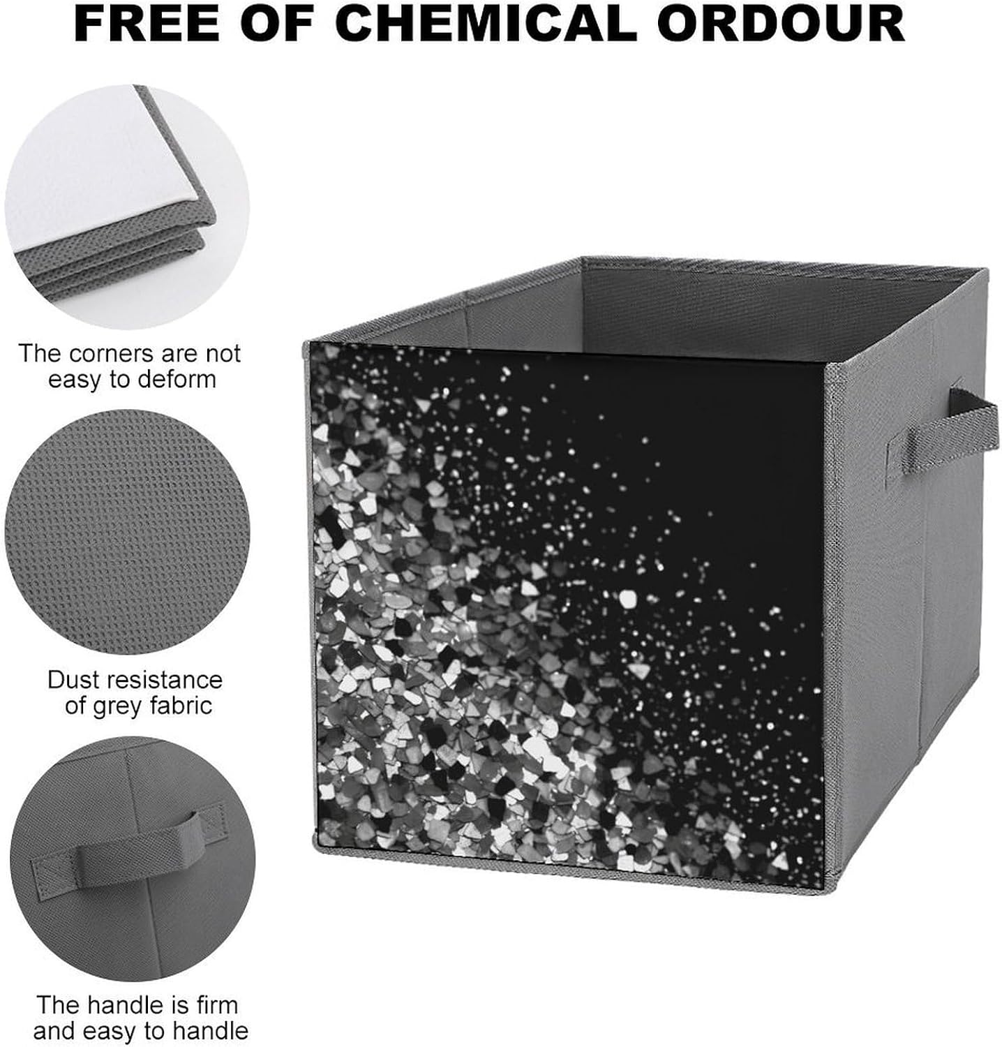 Folding Storage Bins Oxford Fabric Clothes Storage Boxes with Handles | Black White Glitter Cube Organizer, Easy to Store, Multi Functional Cube Storage Organizer for Office Bedroom