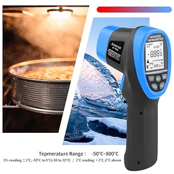 BTMETER BT-985B Laser Temp Gun Pyrometer,58~2480F(-50~1360C) High Temperature Meter, 16:1 Distance Spot Ratio Industrial Infrared Thermometer Tester for Furnace, Smelting (NOT for Human Temp)