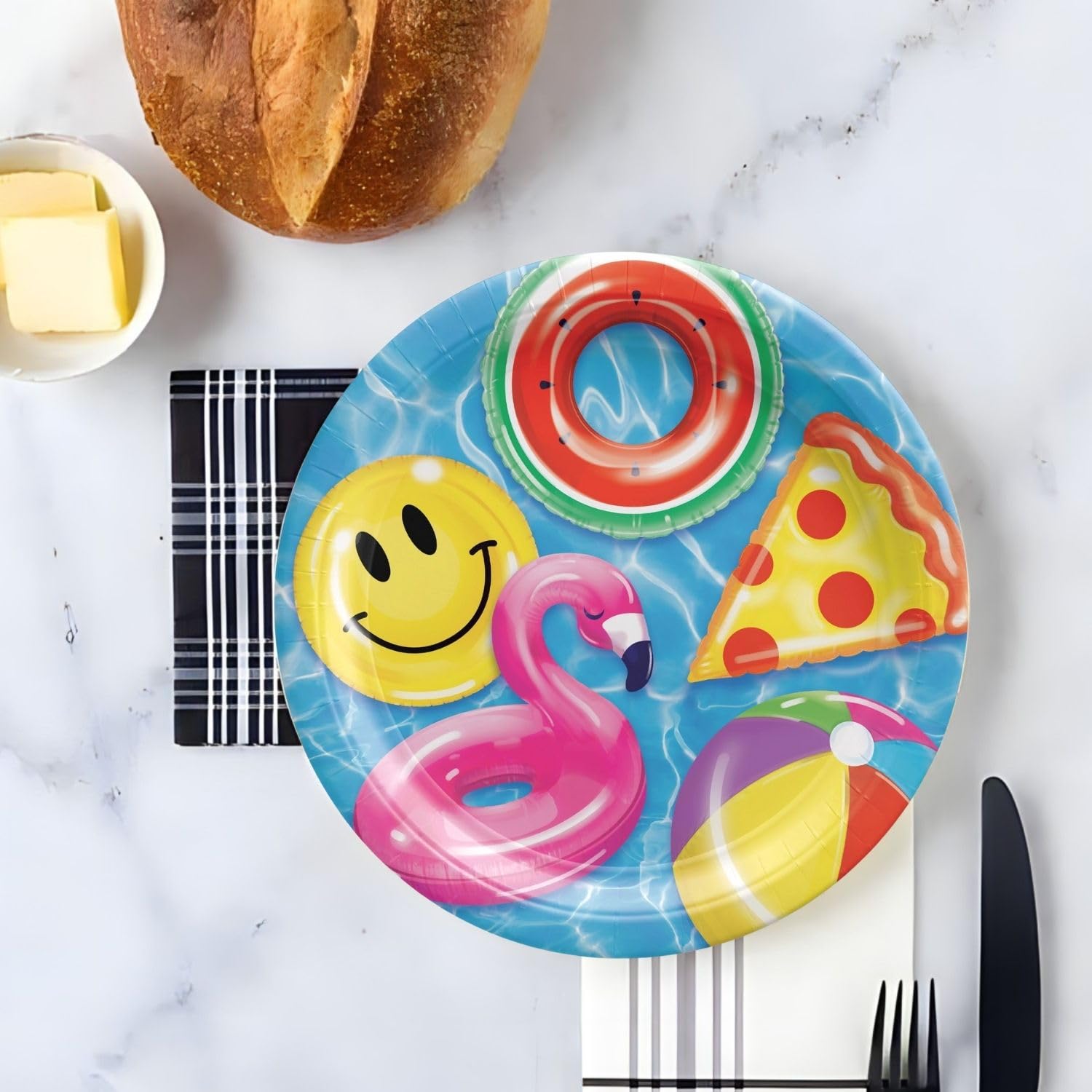 amscan Bezaubernde, bunte runde Papierteller, 25,4 cm, langlebiges und lebendiges Design, perfekt für Sommerveranstaltungen, 20 Stück