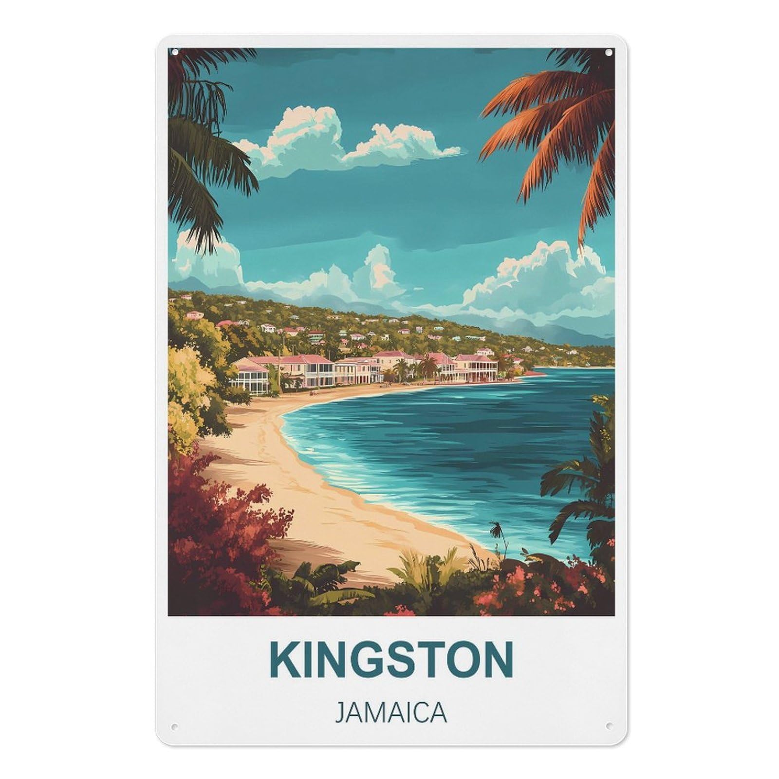 Jamaica Retro Design Tin Paintings Vintage Tin Sign 08x12inch(20x30cm) Wall Art for Home Office Bedroom Living Room Cafes Wall Decor