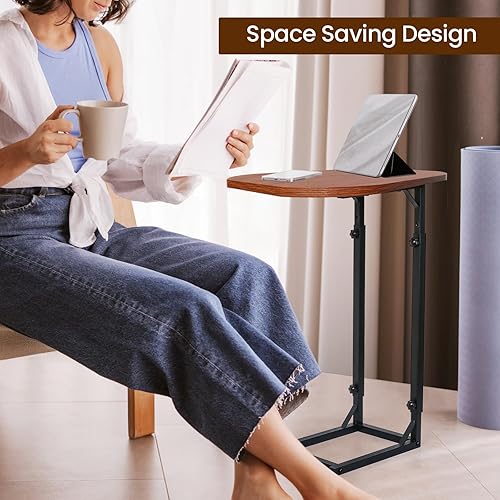 Miniatura 7 de Mesa auxiliar ajustable en forma de C de alta calidad para sofá, mini mesas auxiliares para sofá, mesa de centro pequeña con marco de metal, hermoso