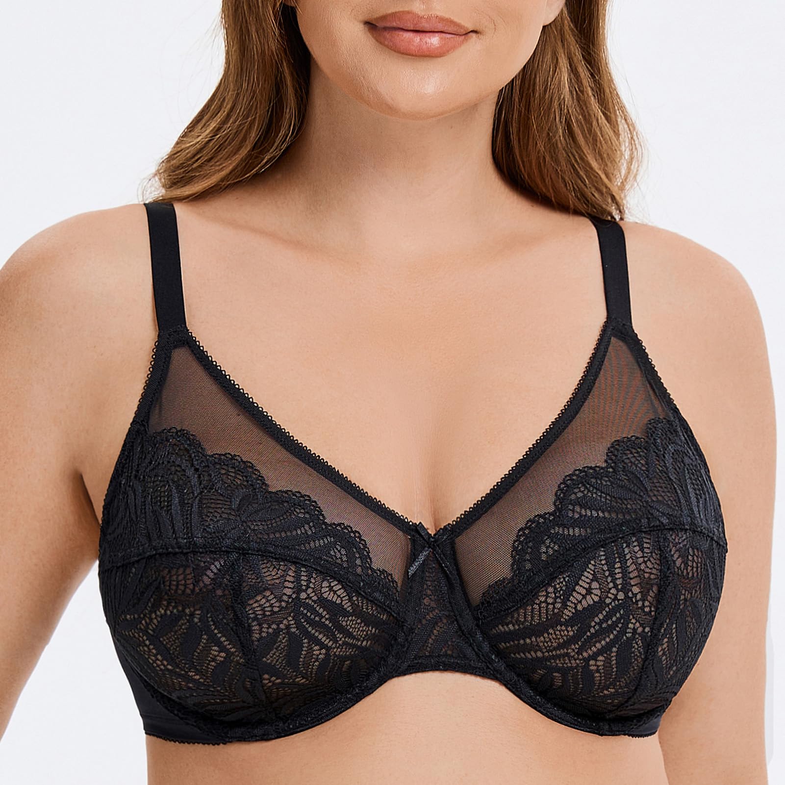 MELENECA Reggiseno Riduttore per Donne con Petto Grande, con Armatura, Taglie Grandi, Copertura Completa e Pizzo