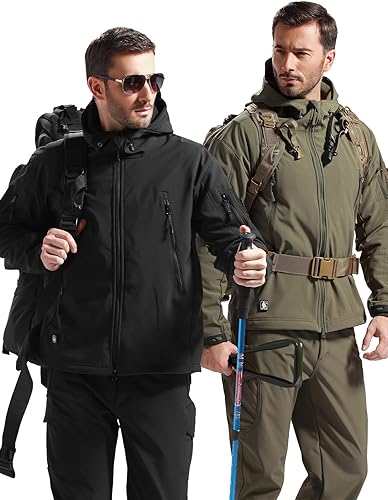 Miniatura 6 de FREE SOLDIER - Chaqueta táctica militar con capucha para hombre, de revestimiento suave, impermeable, para exteriores