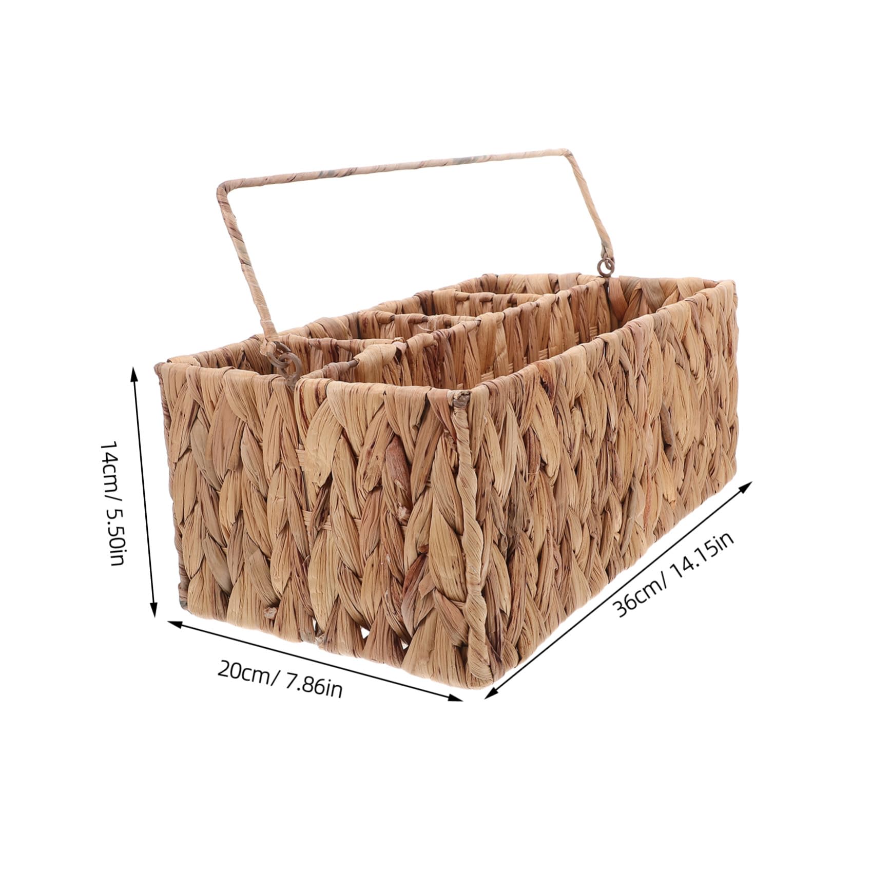 Zerodeko Cestino Portaoggetti in Vimini Con Manico Cestin Picnic Intrecciato Mano Organizer Per Posate Con Scomparti Cestino Per Riporre Utensili Da Cucina Picnic