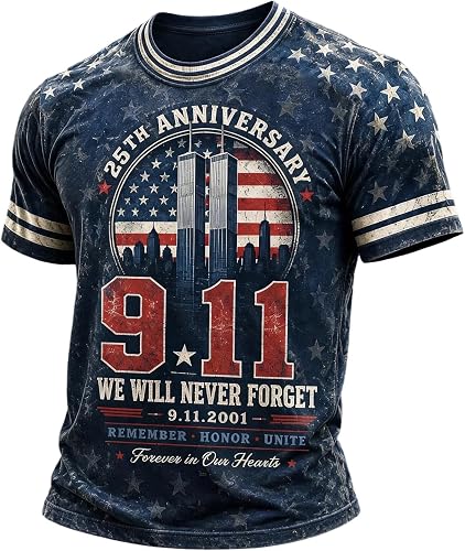 GQN Mens 911 Never Forget 25th Anniversary Patriotic America