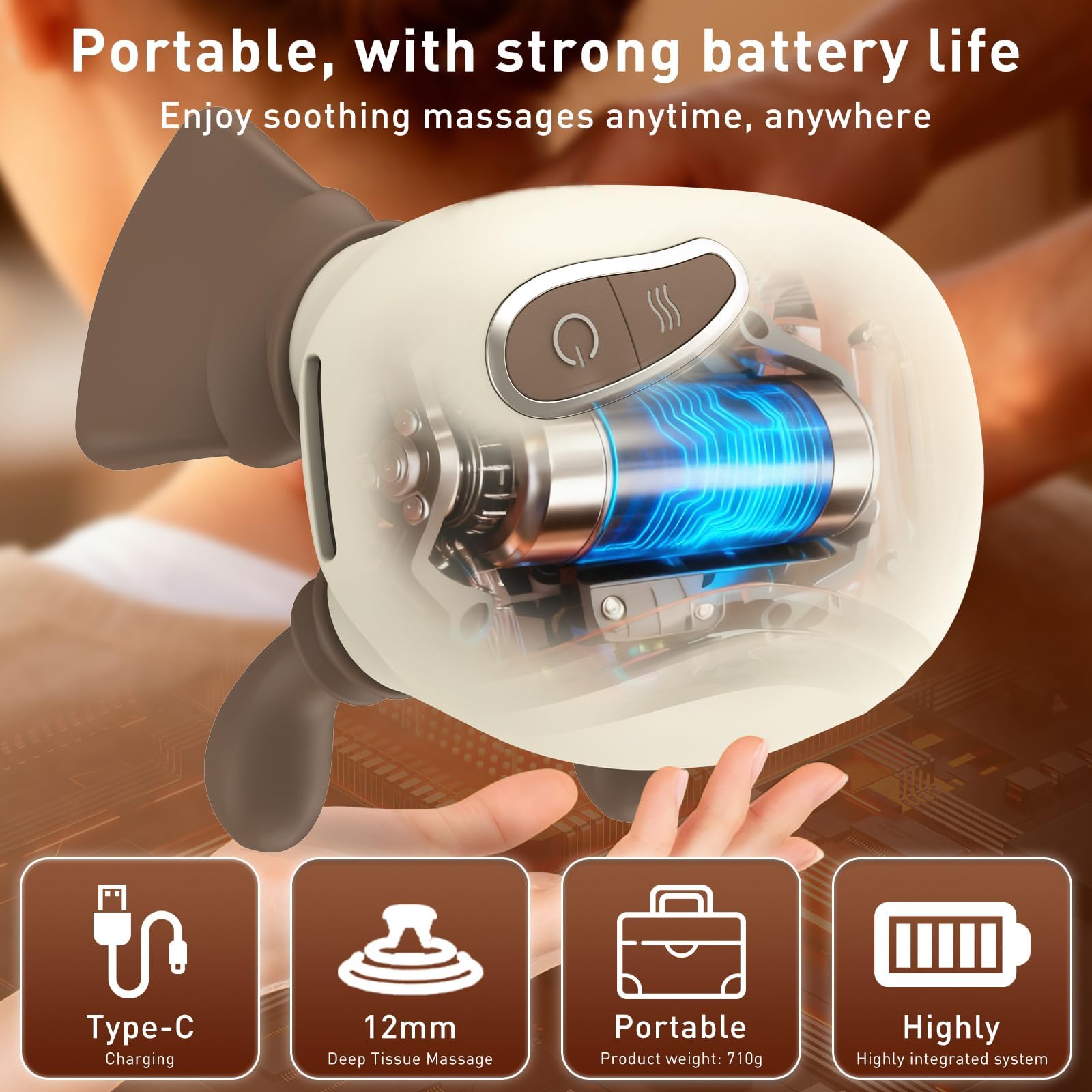 Masajeador de cuello y hombros inalámbrico 4D, masajeador de cuello Shiatsu de tejido profundo con 3 modos de relajación, masajeador eléctrico portátil para oficina en casa, regalo de