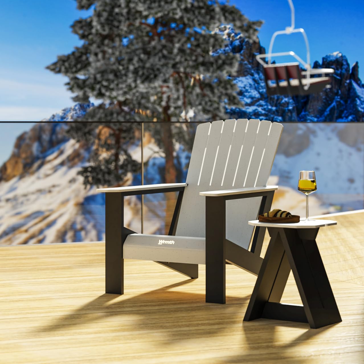 Wrmth Heated Modern Muskoka Adirondack Style Chair Set, Aluminum