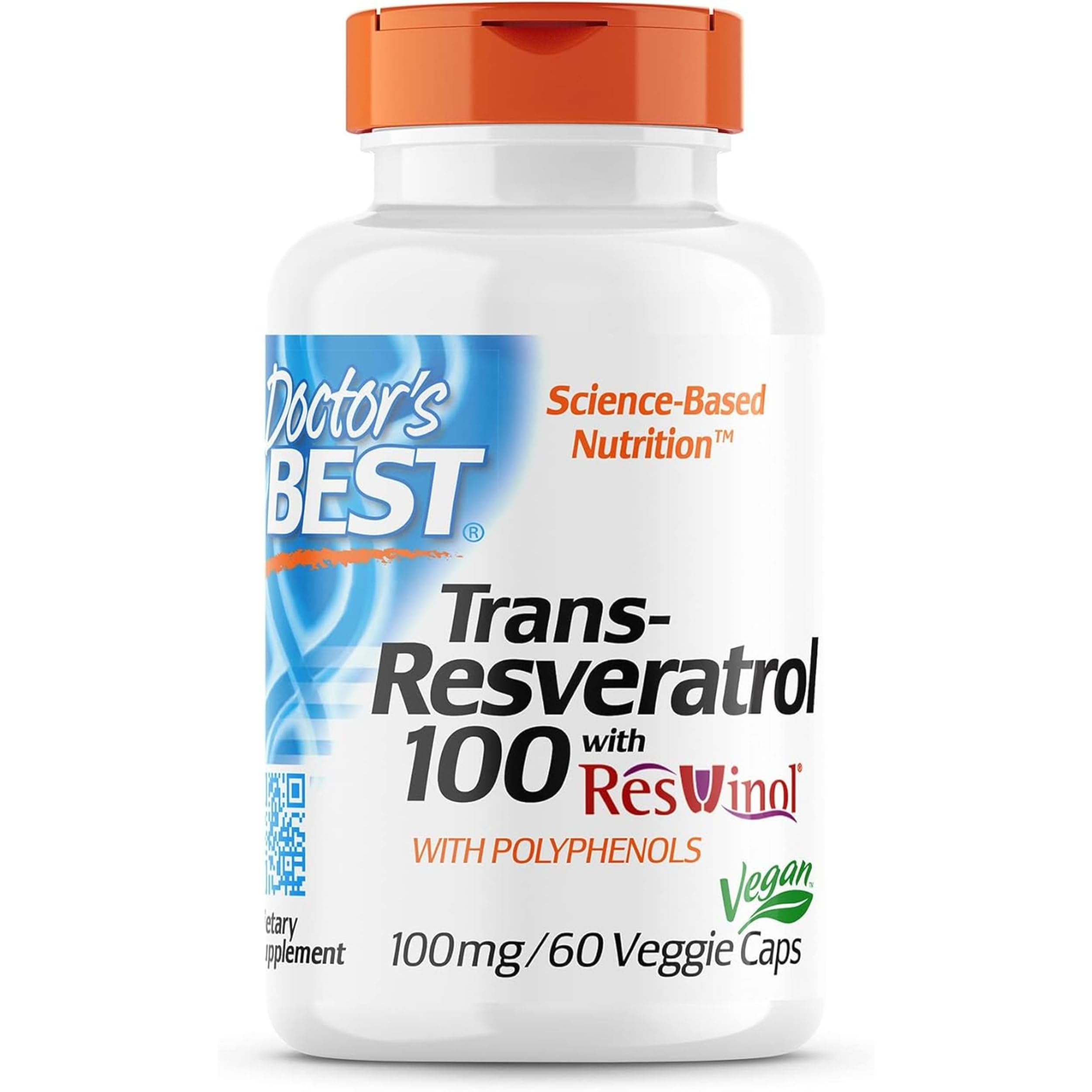 Doctor's Best Trans Resveratrol 100 Featuring Organic, 60 Count