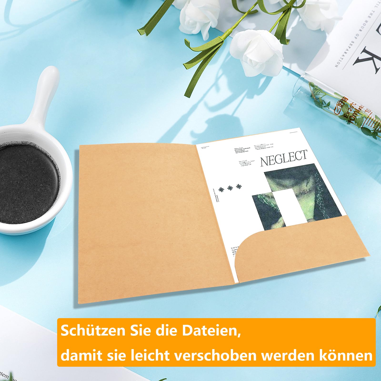 Cartelline Portadocumenti A4 In Carta Kraft - 20 Pezzi Con Tasca Per Biglietti Da Visita - Foto 5