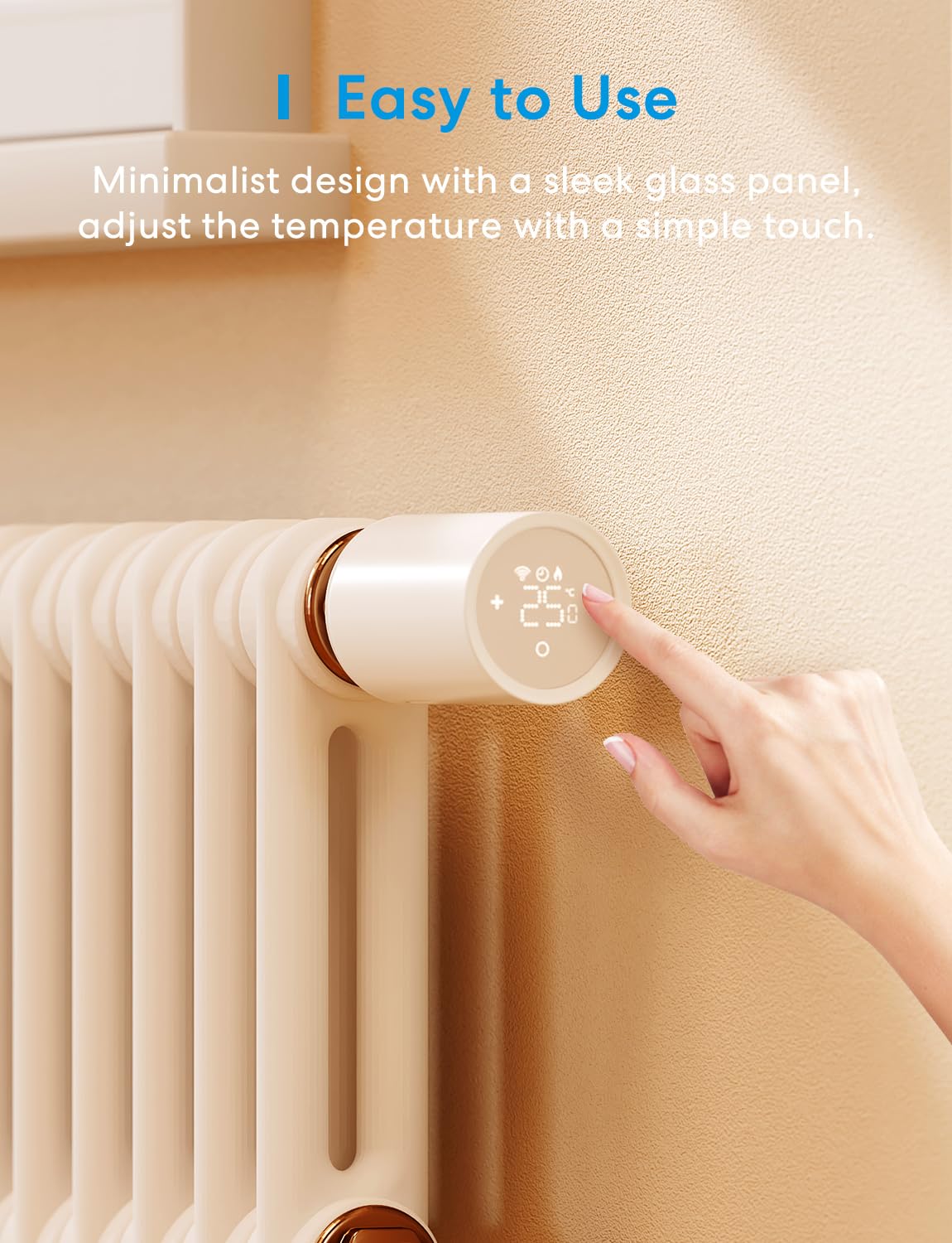 Meross Matter Heizkörperthermostat WLAN Heizungsthermostat benötigt extra Hub Smart Thermostat Funk Thermostatkopf Kompatibel mit HomeKit, Alexa, Home Assistant und Google Assistant 2pcs