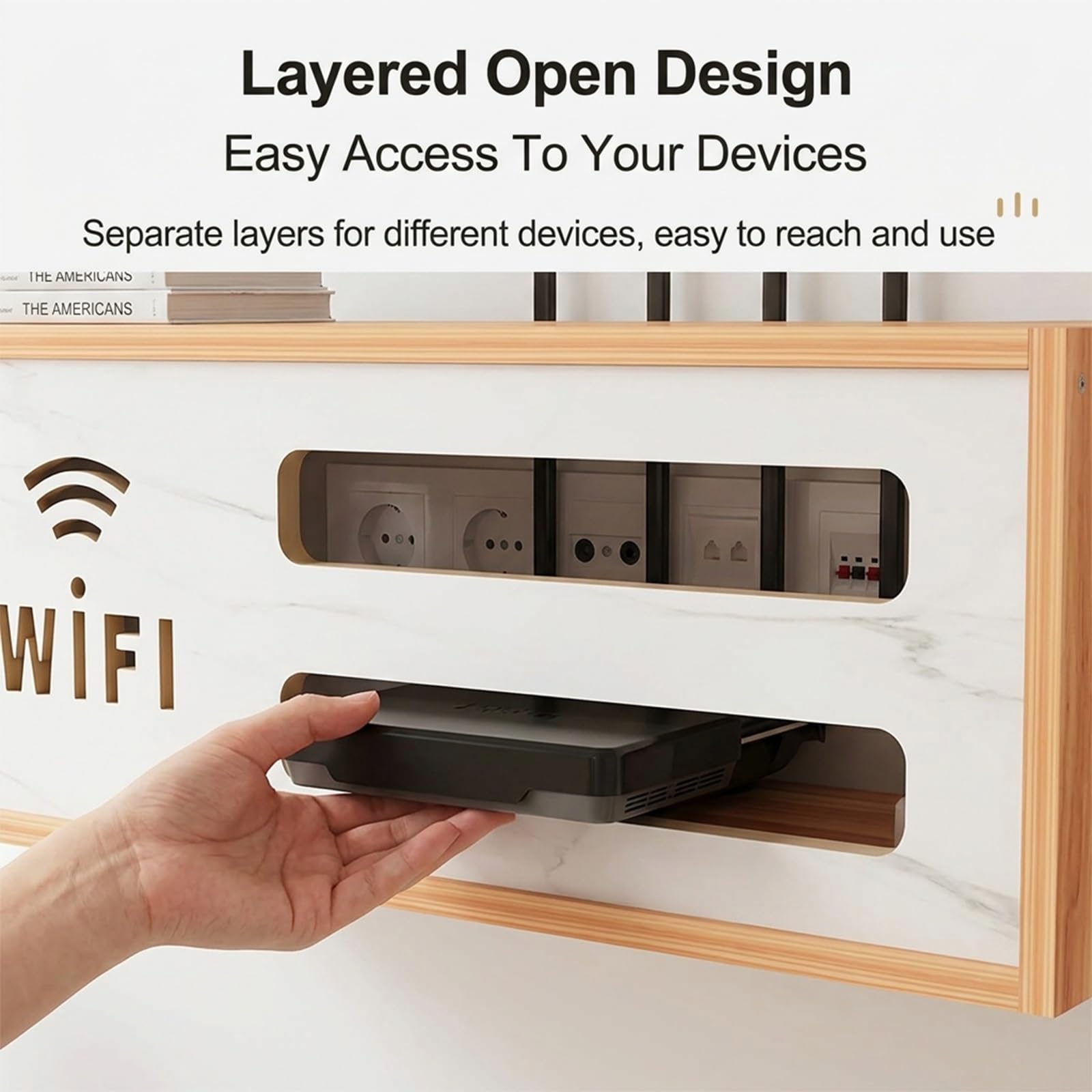 Wandmontierter WLAN-Router-Aufbewahrungsschrank, WiFi-Routerkasten, Steckdosen- Und Kabelmanagement-Versteck, Unsichtbarer Organizer Für Wohnzimmer, Büro Oder Schlafzimmer