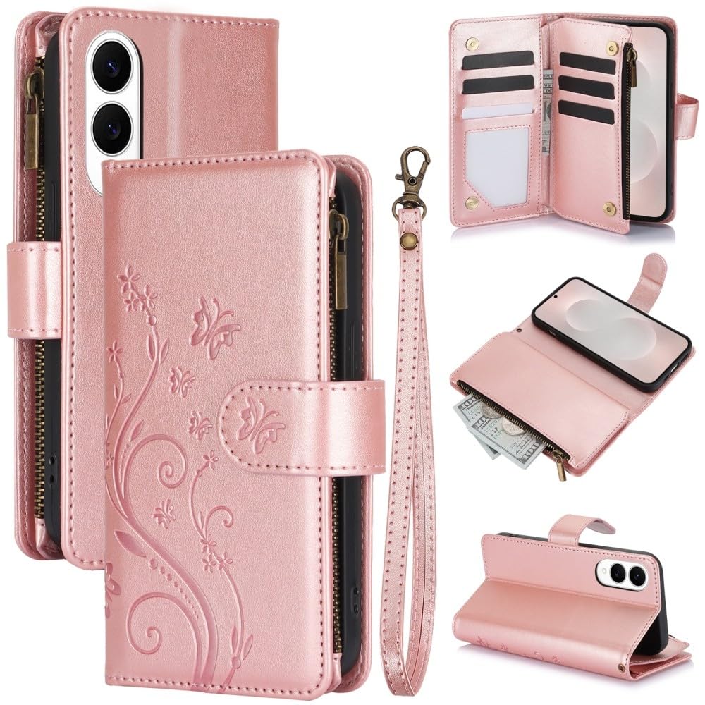 Étui portefeuille Samsung Galaxy S26 zippé anti-chute pour ranger cartes et monnaie - 8