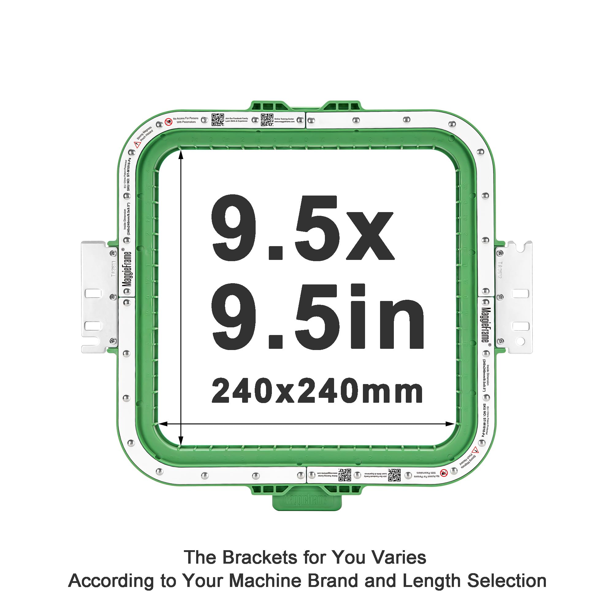 Brewland Bastidor de bordado magnético 240x240mm para BAI V22 V22-2 M22 | Compatible con BAI KESI 1204/1504, KESI 1206/1506; 9.5x9.5inch