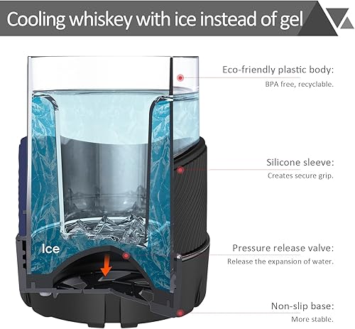 Miniatura 3 de Juego de vasos para whisky Ourokhome, enfriador de hielo de plástico patentado para bourbon, whisky, vino blanco, vaso aislado de 5 oz para hombres
