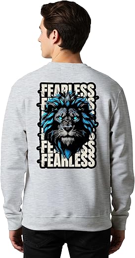 Buy That Trendz Sweatshirt for Man Fearless Lion Graphic Printed Crew Neck Cotton Blend Winter Gen Z Trekking Sweatshirt