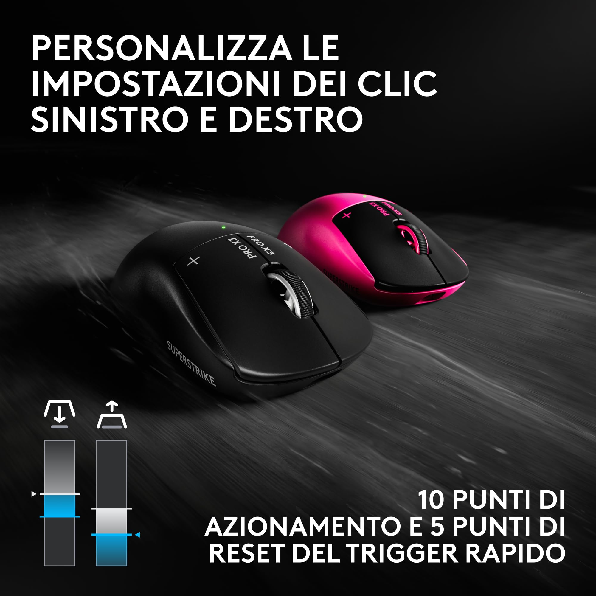 Logitech G PRO X3 SUPERSTRIKE, Mouse gaming wireless LIGHTSPEED