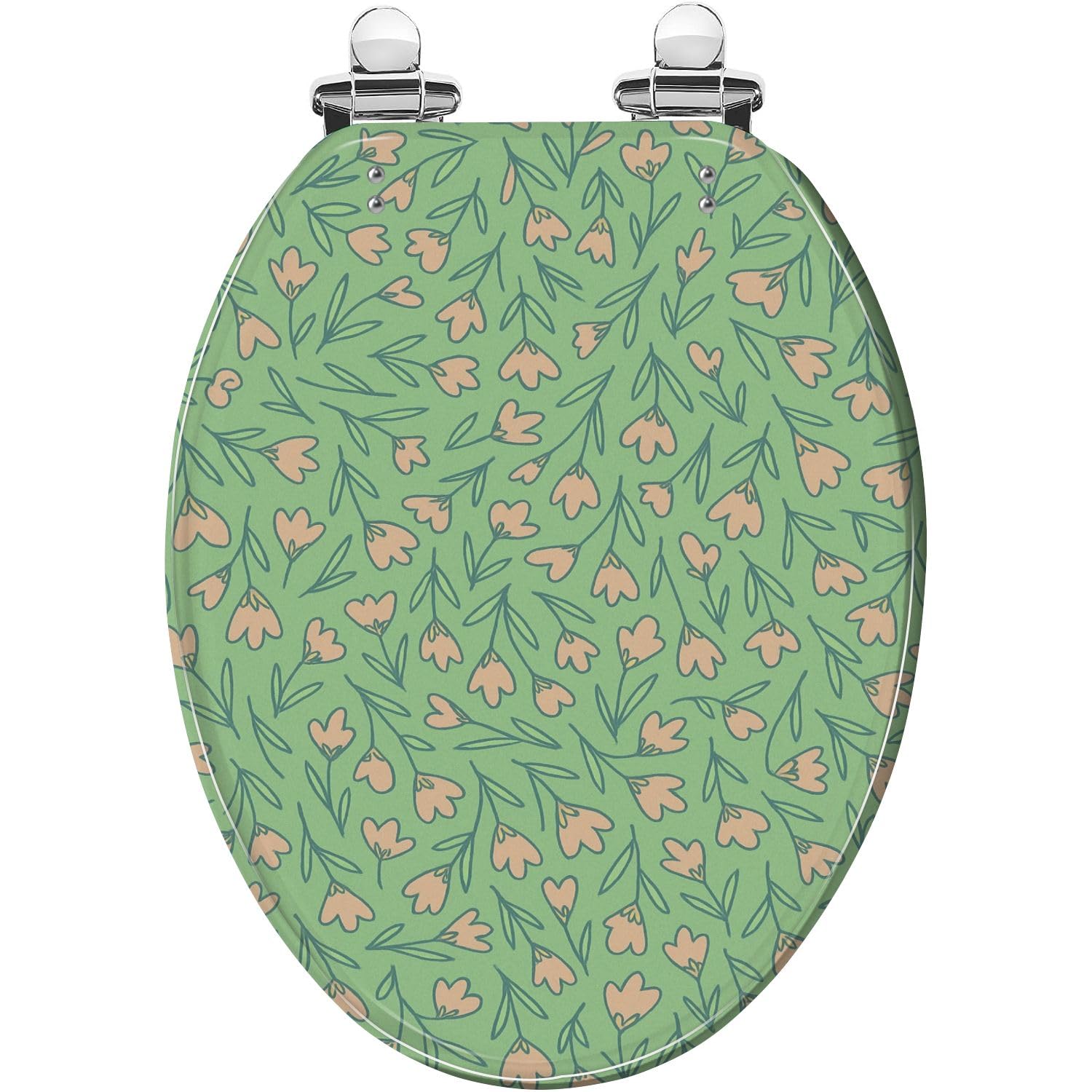 Elegant Elongated Toilet seat, Flower Pattern Cover Quick Release Hinges Easy Install Clean, Adjustable, Lightweight, Durable, Portable, User-Friendly, Compact