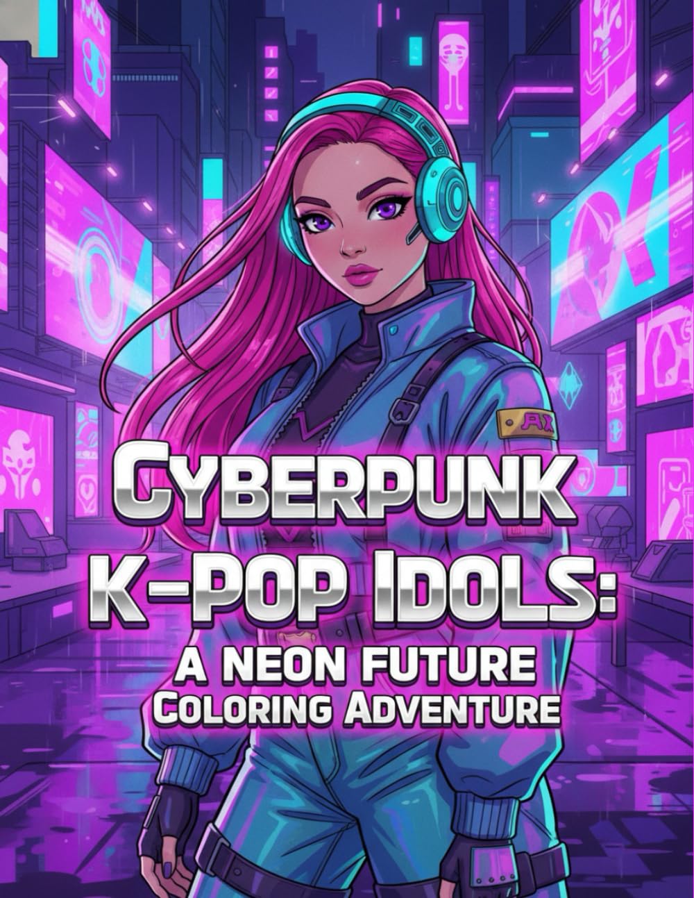 Cyberpunk K-Pop Idols: A Neon Future Coloring Adventure: Futuristic Fashion Art for Teens and Young Adults, Sci-Fi Pop Star Portraits, and Neon City Aesthetic Designs