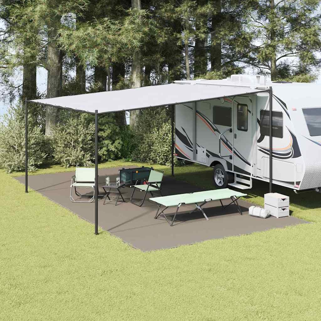 vidaXL Tapis de tente Gris clair 800 x 400 cm Polyéthylène, Tapis de camping, moderne, léger, pliable, résistant aux UV, facile à nettoyer, pour l'été en plein air