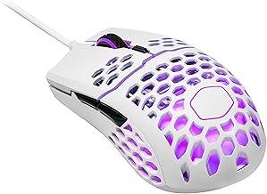 Cooler Master MM711 60G Glossy White Gaming Mouse with Lightweight Honeycomb Shell, Ultraweave Cable, 16000 DPI Optical Sensor and RGB Accents