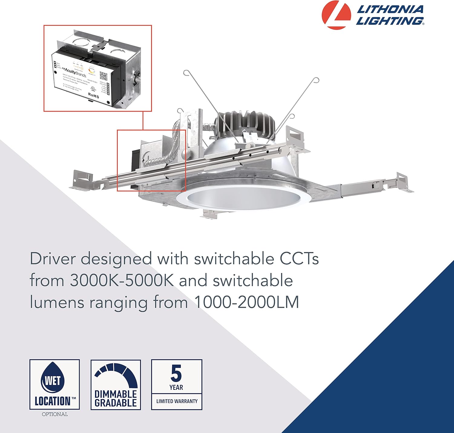 6'' Silver LED Dimmable Recessed Lighting Kit