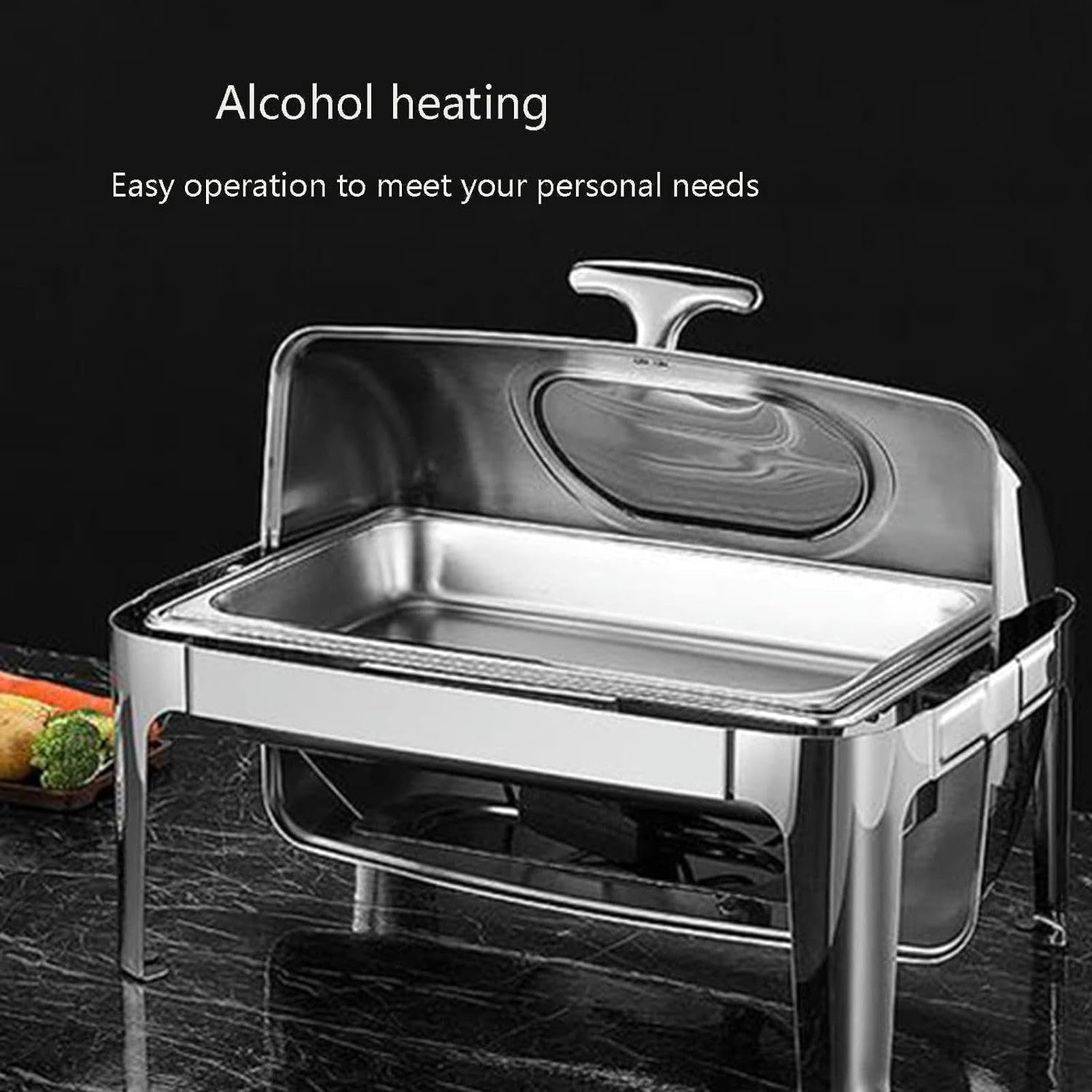 Scaldavivande Pentole - Servitore e riscaldatore per Buffet, bruciatore per Mantenere Il Cibo Caldo, Set da Buffet con pentole Calde con Coperchio in Vetro temperato, Set da Buffet con pento