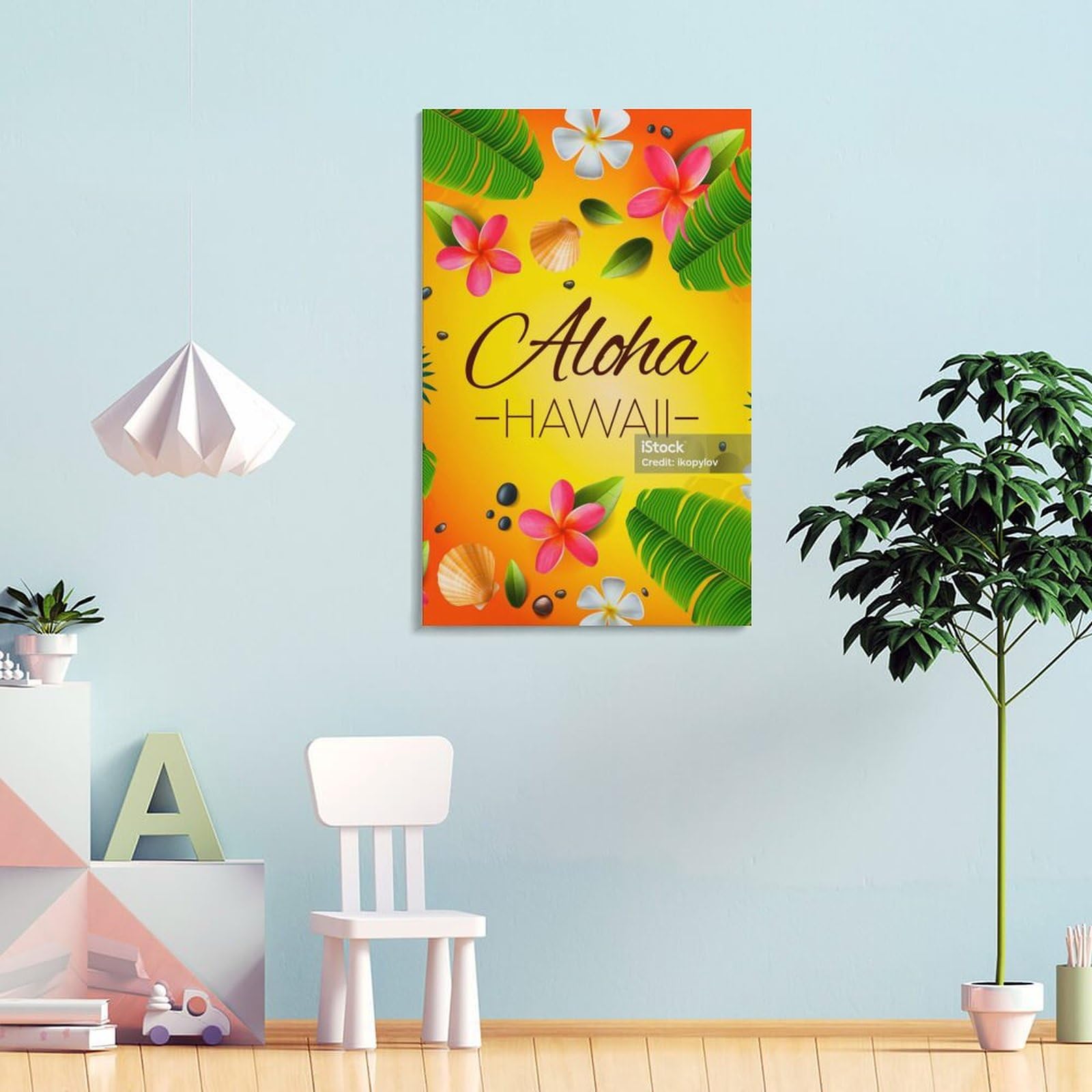 Amazon.co.jp: アロハハワイの背景熱帯植物葉や花ハワイ語のあいさつ
