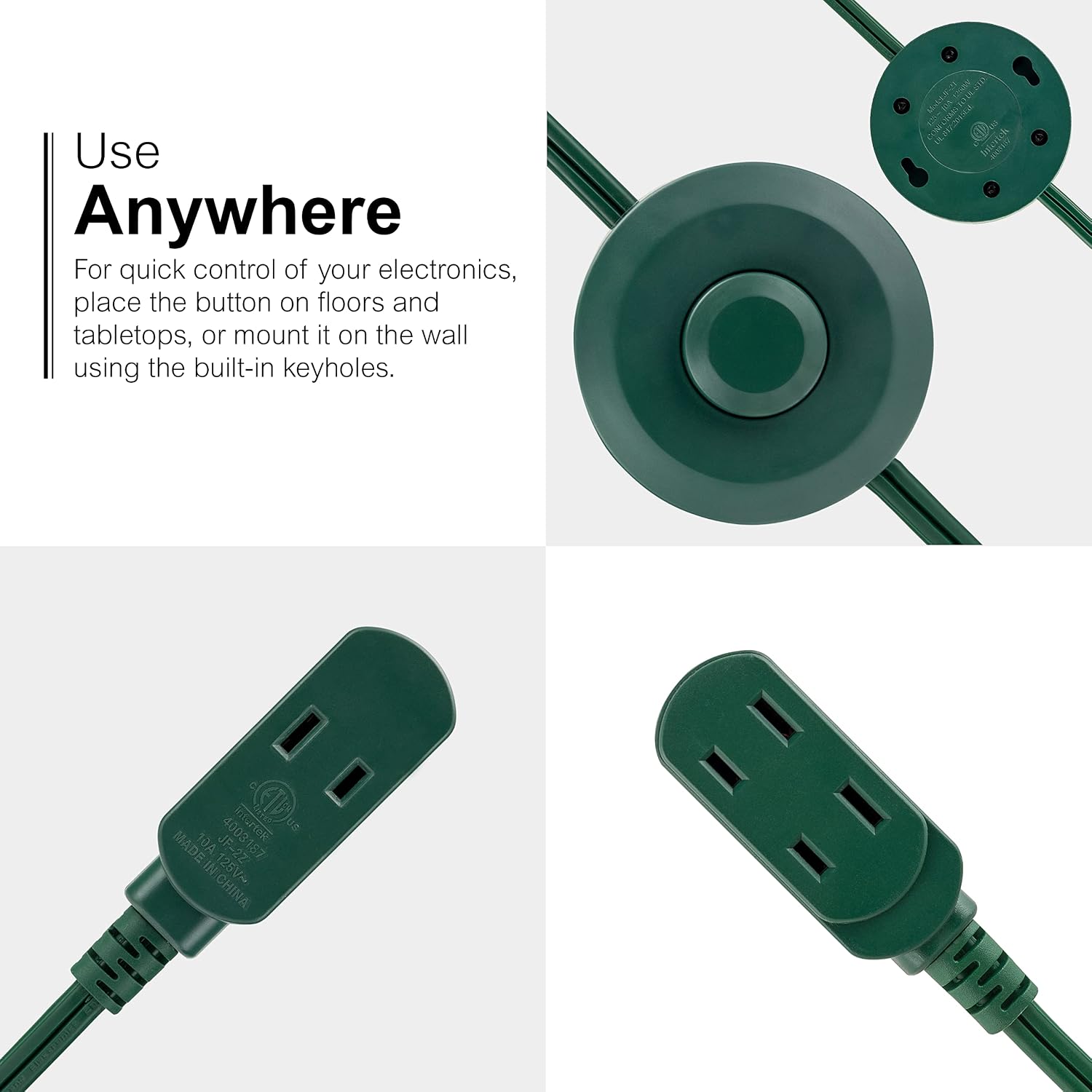 GE Extension Cord with Footswitch 3 Outlet Polarized Extension Cord image 4