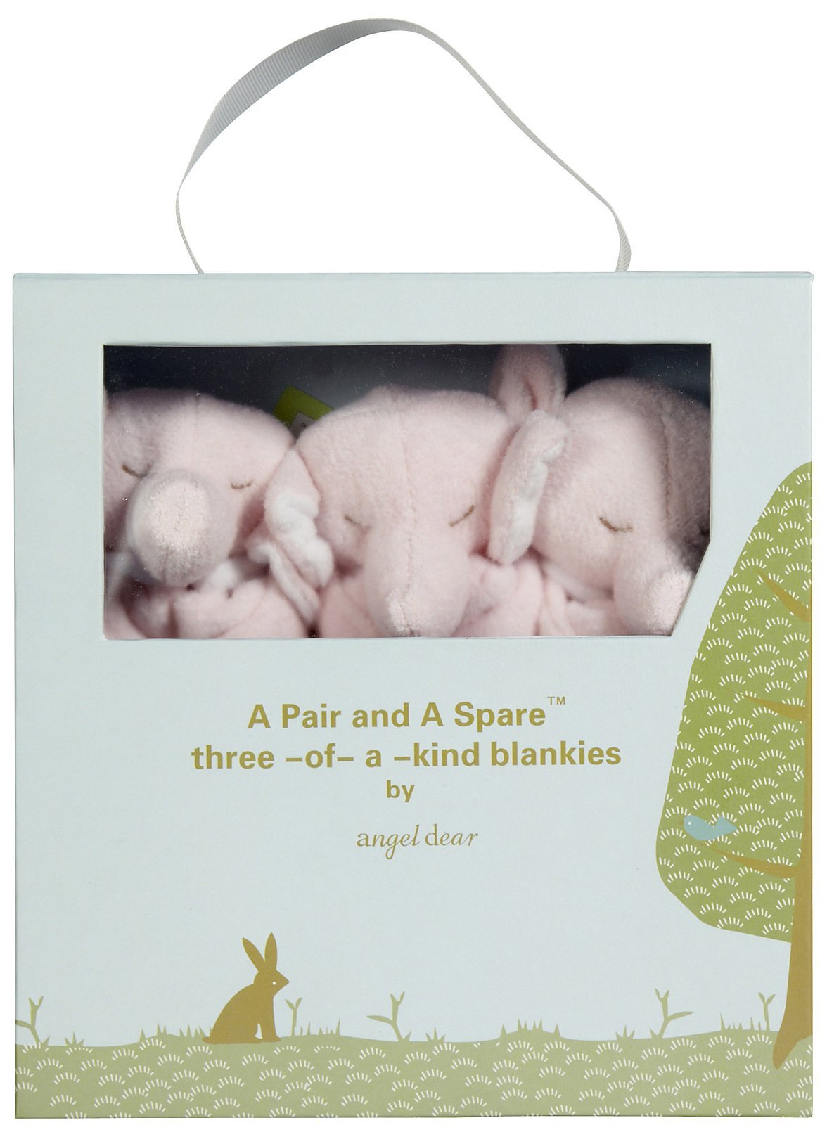 ANGEL DEAR Pair and a Spare 3 Piece Baby Blankie Set-Elephant Pink